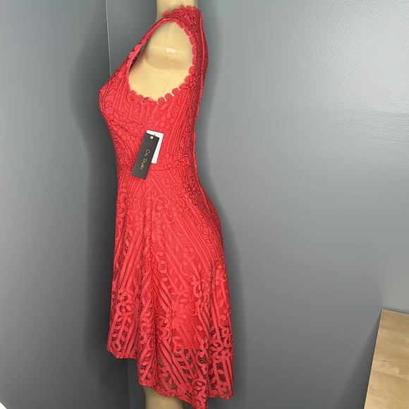 City Studio peach high-low lace dress size 3 sleeveless - Picture 2 of 6